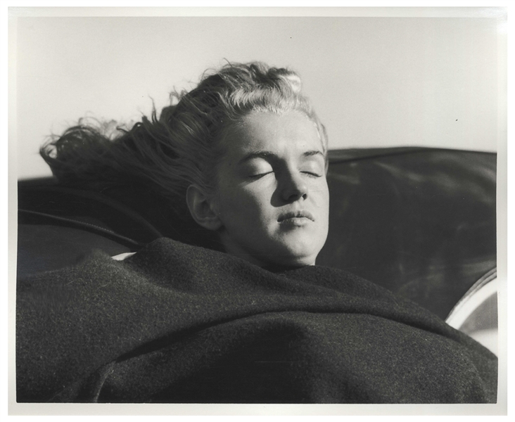 Original 10'' x 8'' Silver-Gelatin Satin-Finish Double-Weight Photograph of Marilyn Monroe Taken by Andre de Dienes with His Backstamp
